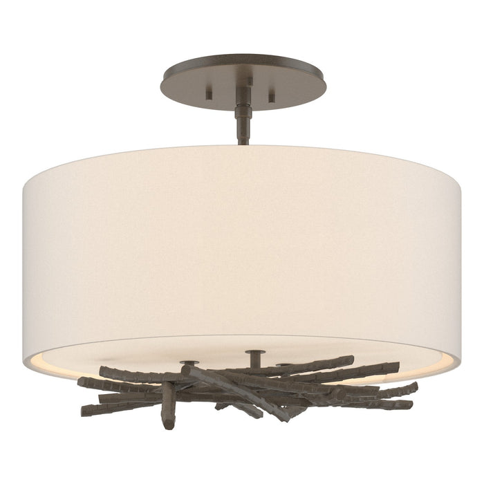 Hubbardton Forge - 127660-SKT-07-SE1505 - Three Light Semi-Flush Mount - Brindille - Dark Smoke