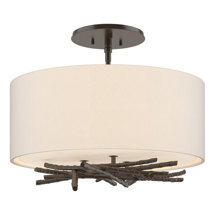 Hubbardton Forge - 127660-SKT-14-SE1505 - Three Light Semi Flush Mount - Brindille - Oil Rubbed Bronze