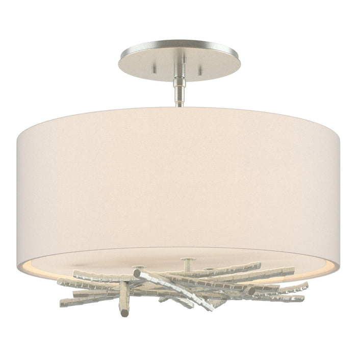 Hubbardton Forge - 127660-SKT-82-SE1505 - Three Light Semi-Flush Mount - Brindille - Vintage Platinum