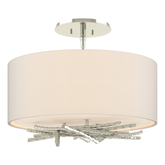 Hubbardton Forge - 127660-SKT-85-SE1505 - Three Light Semi-Flush Mount - Brindille - Sterling