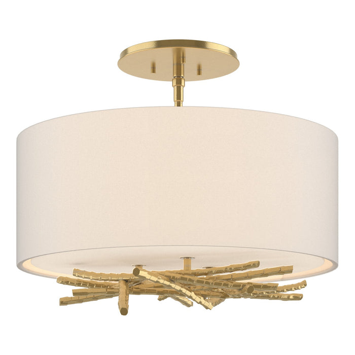 Hubbardton Forge - 127660-SKT-86-SE1505 - Three Light Semi Flush Mount - Brindille - Modern Brass