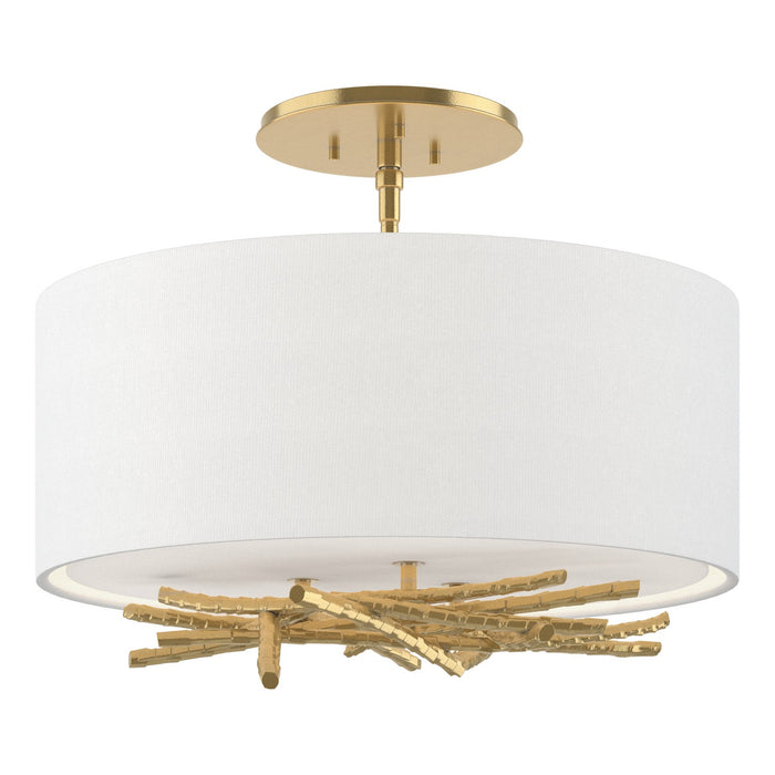 Hubbardton Forge - 127660-SKT-86-SF1505 - Three Light Semi Flush Mount - Brindille - Modern Brass