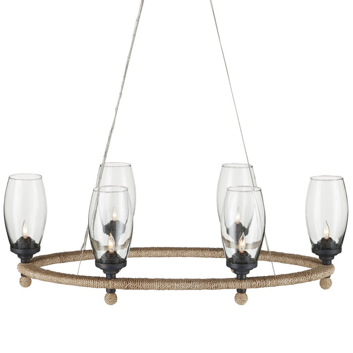 Currey and Company - 9000-1086 - Six Light Chandelier - Natural/Clear/French Black