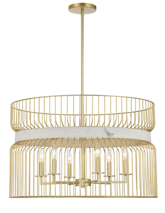 Minka-Lavery - 3396-754 - Six Light Pendant - Park Slope by Robin Baron - Nouveau Gold