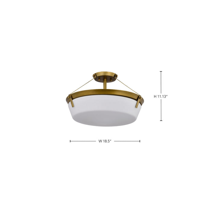 Nuvo Lighting - 60-7752 - Four Light Semi Flush Mount - Rowen - Natural Brass