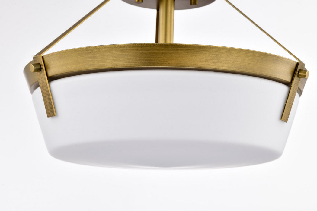 Nuvo Lighting - 60-7753 - Three Light Semi Flush Mount - Rowen - Natural Brass