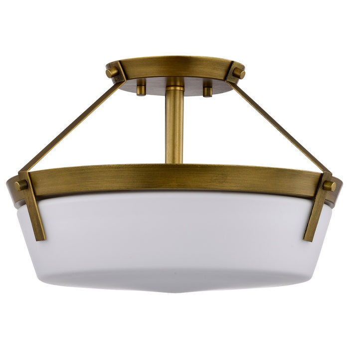 Nuvo Lighting - 60-7753 - Three Light Semi Flush Mount - Rowen - Natural Brass