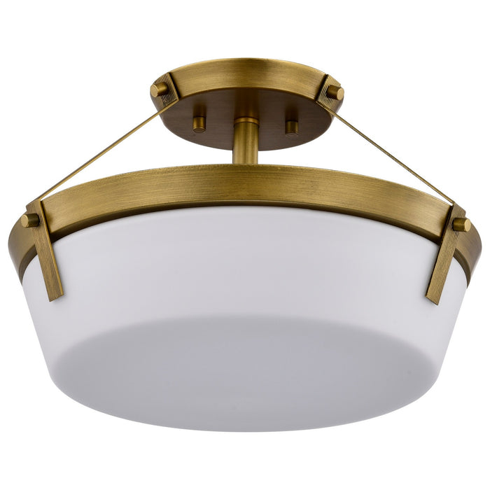 Nuvo Lighting - 60-7753 - Three Light Semi Flush Mount - Rowen - Natural Brass