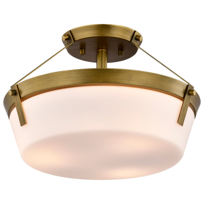 Nuvo Lighting - 60-7753 - Three Light Semi Flush Mount - Rowen - Natural Brass