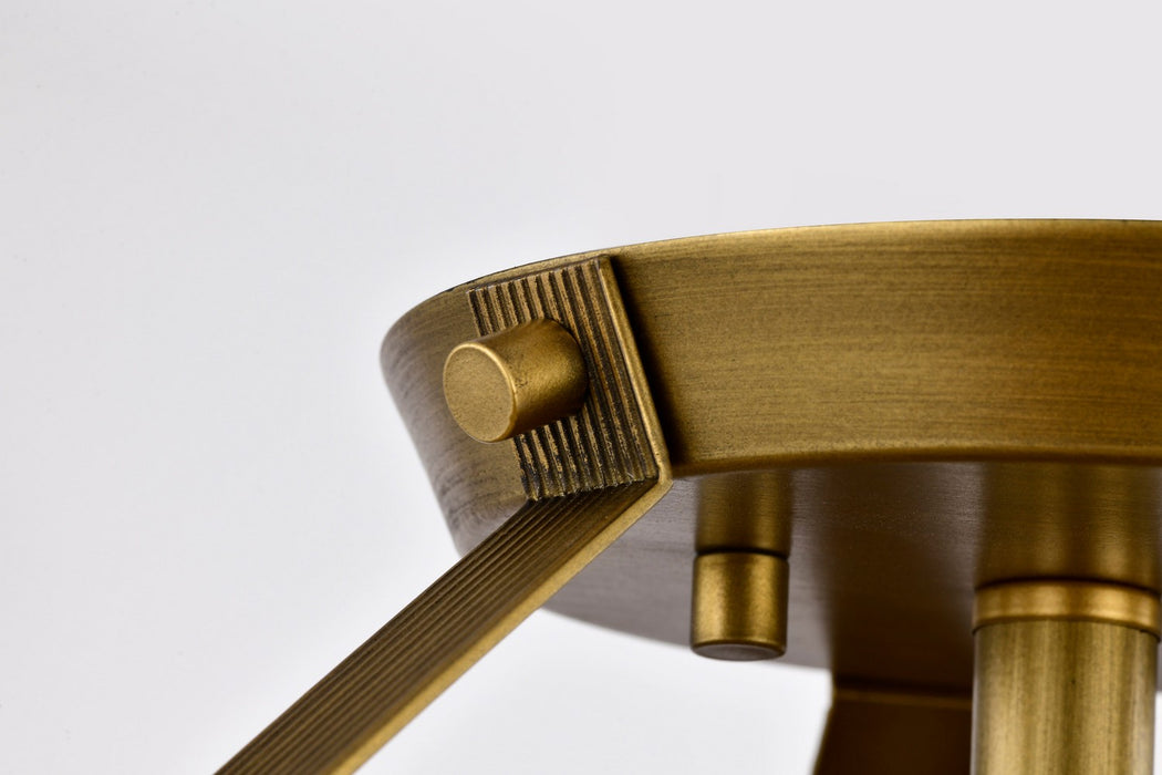 Nuvo Lighting - 60-7753 - Three Light Semi Flush Mount - Rowen - Natural Brass