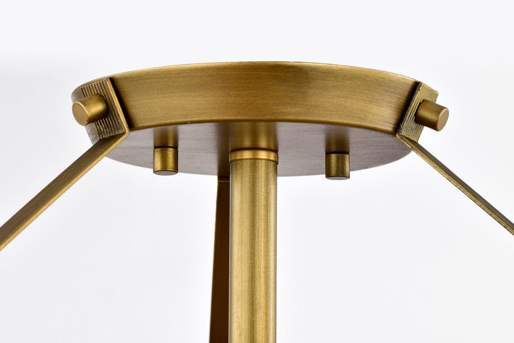 Nuvo Lighting - 60-7753 - Three Light Semi Flush Mount - Rowen - Natural Brass