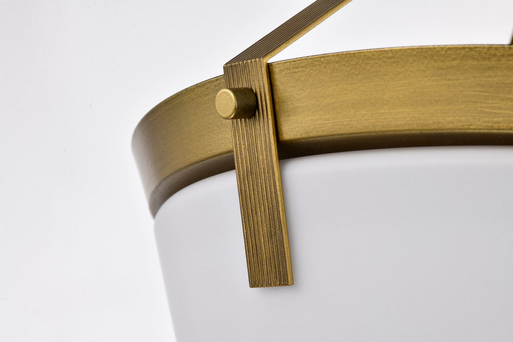 Nuvo Lighting - 60-7753 - Three Light Semi Flush Mount - Rowen - Natural Brass