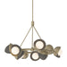 Hubbardton Forge - 131068-SKT-MULT-84-07-GG0711 - Nine Light Pendant - Brooklyn - Soft Gold