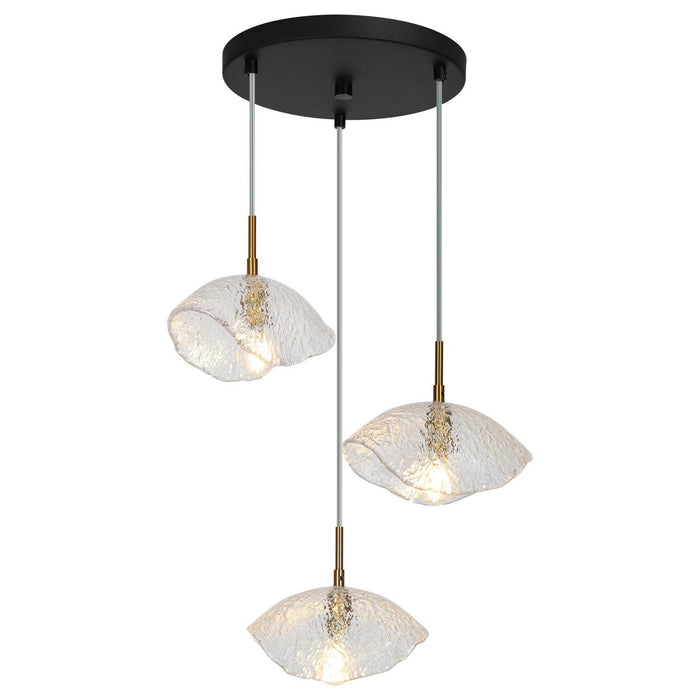 LNC - HA04977P3 - Three Light Chandelier - Flat Black/Brass