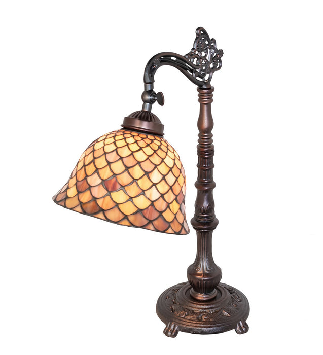 Meyda Tiffany - 244784 - One Light Table Lamp - Tiffany Fishscale - Mahogany Bronze