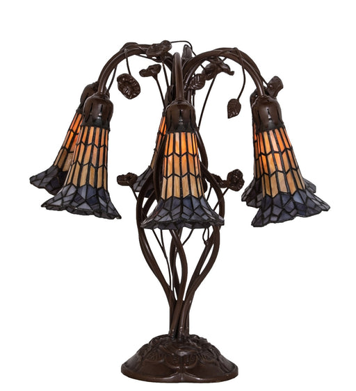 Meyda Tiffany - 255816 - Six Light Table Lamp - Stained Glass Pond Lily - Antique