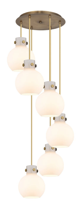 Innovations - 116-410-1PS-BB-G410-8WH - Three Light Pendant - Newton - Brushed Brass