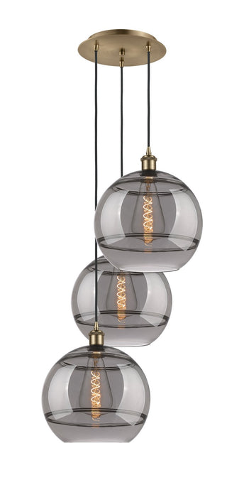 Innovations - 113B-3P-AB-G556-12SM - Three Light Pendant - Ballston - Antique Brass