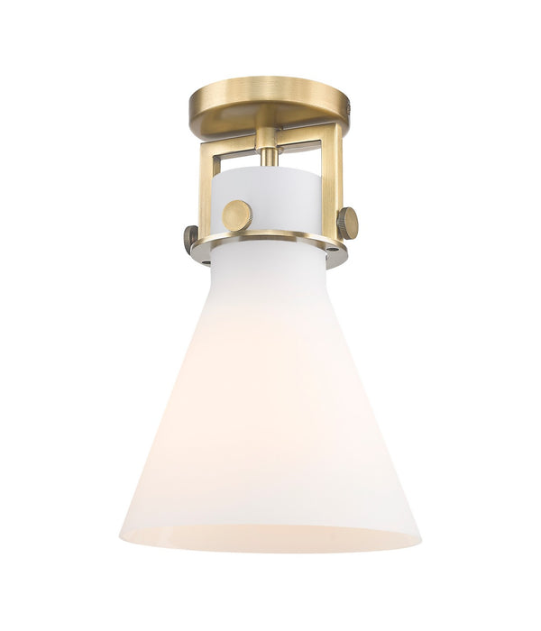 Innovations - 411-1F-BB-G411-8WH - One Light Flush Mount - Newton - Brushed Brass