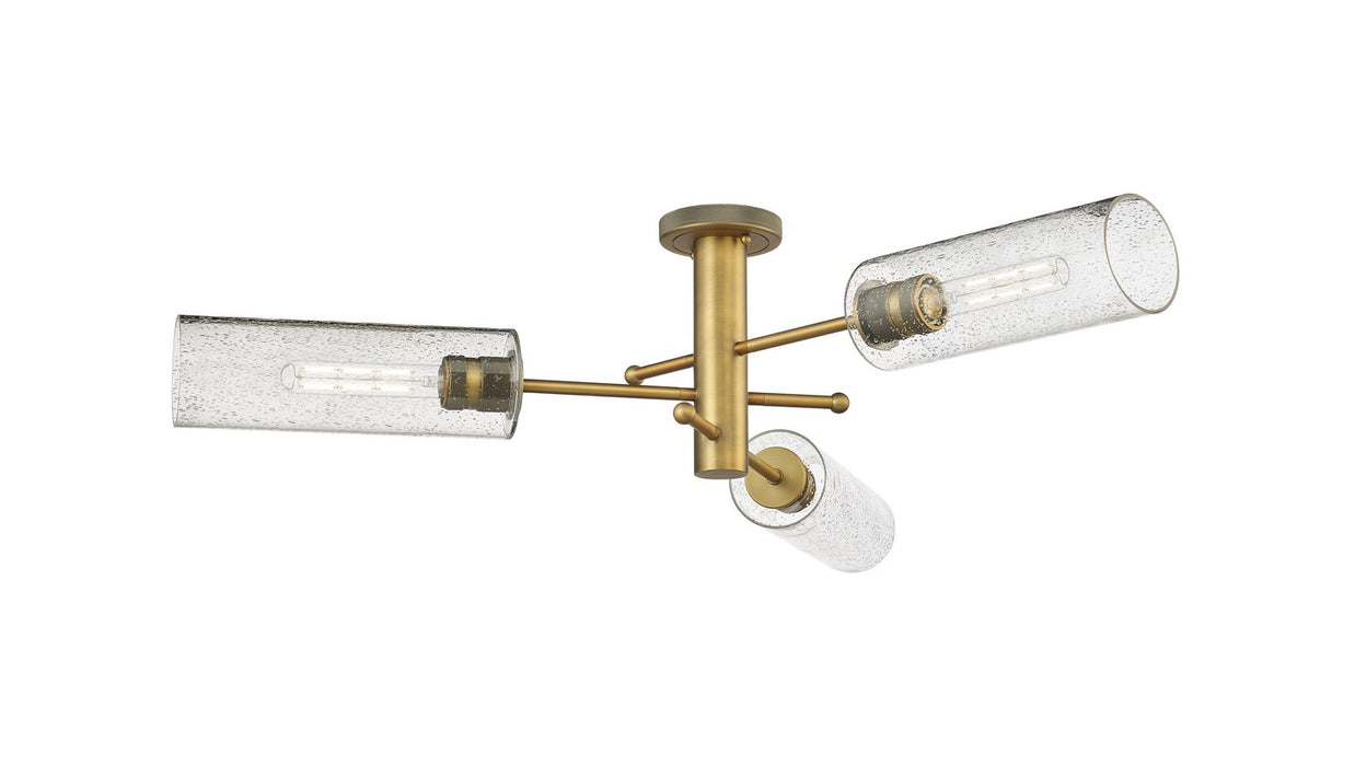 Innovations - 434-3F-BB-G434-12SDY - LED Flush Mount - Downtown Urban - Brushed Brass