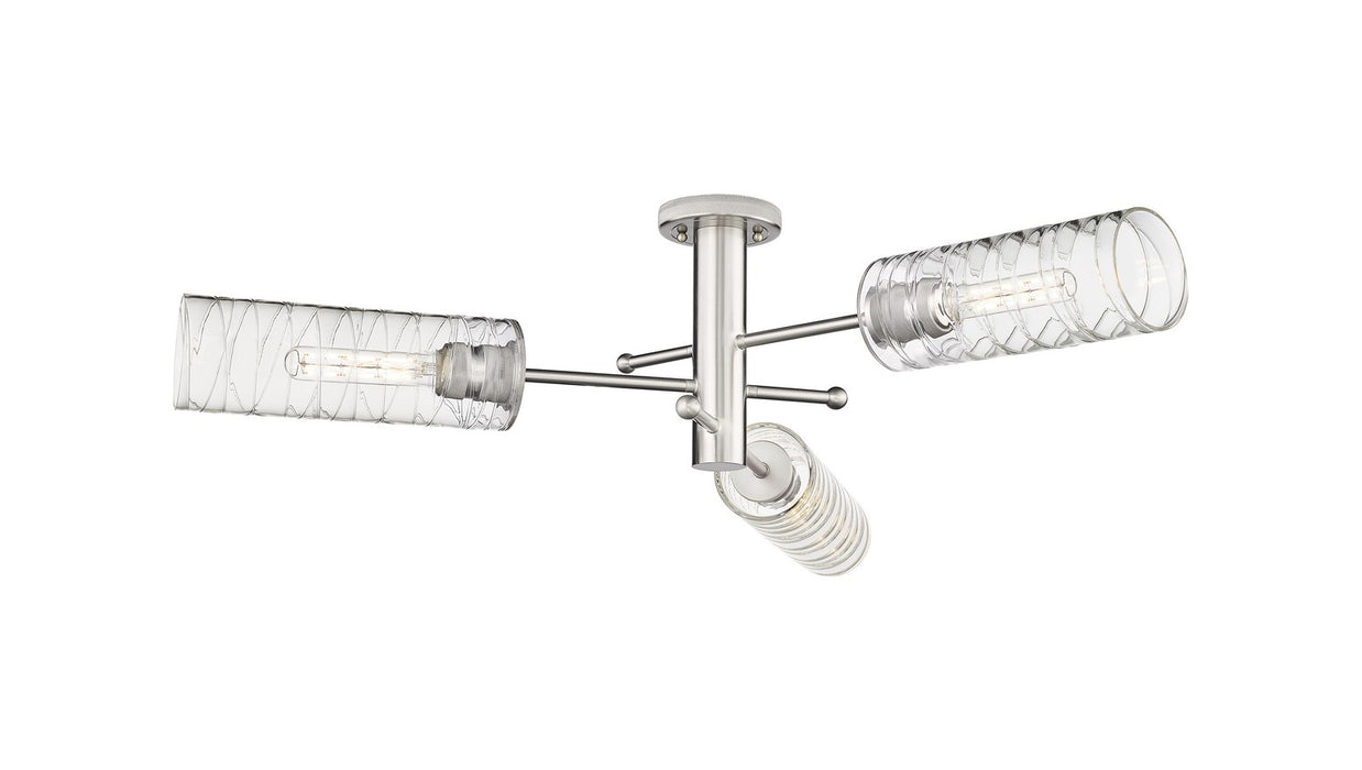 Innovations - 434-3F-SN-G434-12DE - LED Flush Mount - Downtown Urban - Satin Nickel