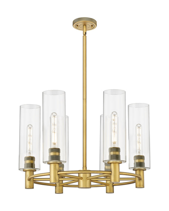 Innovations - 434-6CR-BB-G434-12CL - LED Chandelier - Downtown Urban - Brushed Brass