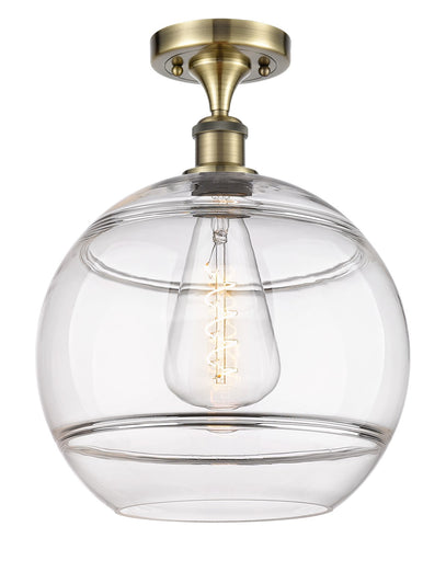 Ballston One Light Semi-Flush Mount Antique Brass