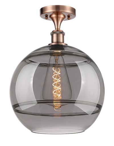 Ballston One Light Semi-Flush Mount Antique Copper