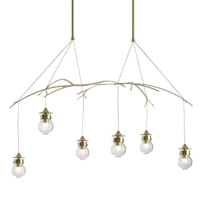 Hubbardton Forge - 136560-SKT-LONG-86-ZM0565 - Six Light Pendant - Kiwi - Modern Brass