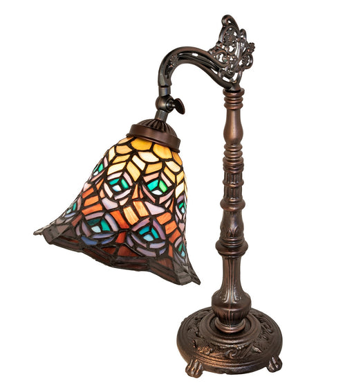 Meyda Tiffany - 244782 - One Light Table Lamp - Tiffany Peacock Feather - Mahogany Bronze