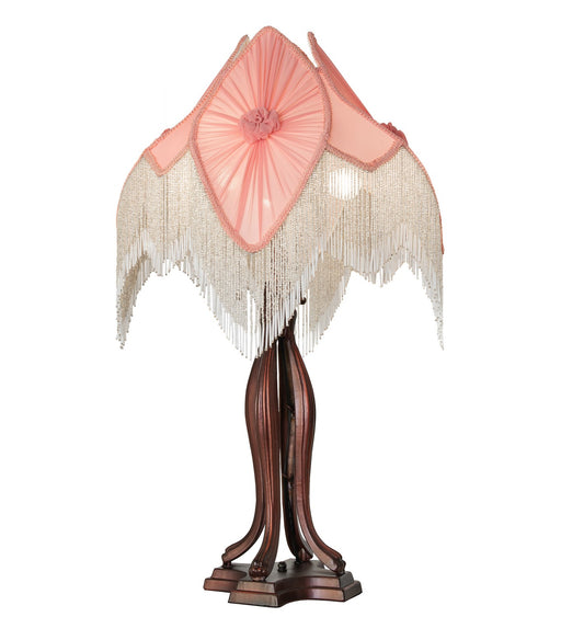 Meyda Tiffany - 267681 - Three Light Table Lamp - Fabric & Fringe - Mahogany Bronze