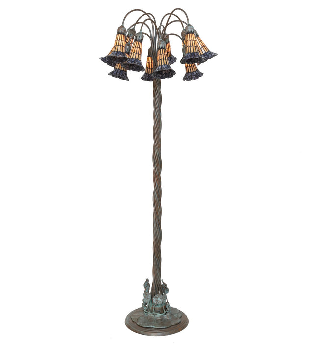 Meyda Tiffany - 262125 - 12 Light Floor Lamp - Stained Glass Pond Lily - Verdigris,Bronze