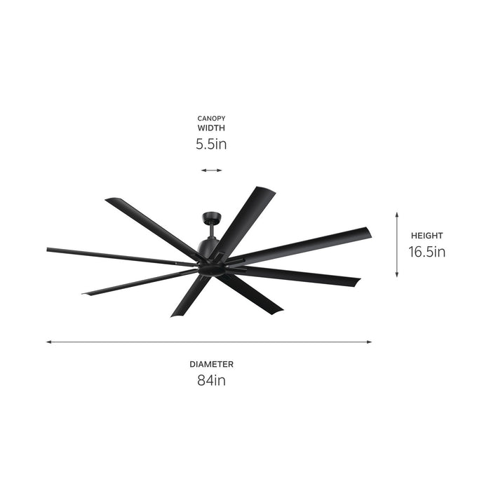 Kichler - 310285SBK - 84 Inch Ceiling Fan - Breda - Satin Black