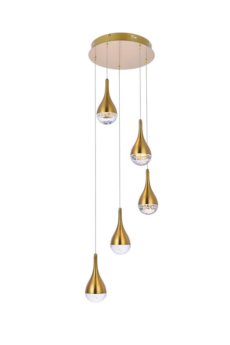 Elegant Lighting - 3805D14SG - LED Pendant - Amherst - Satin Gold