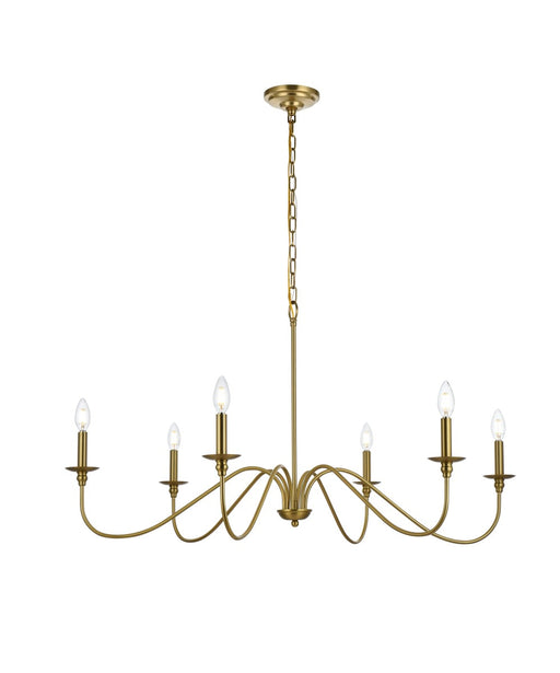 Elegant Lighting - LD5056D42SG - Six Light Chandelier - Rohan - Satin Gold