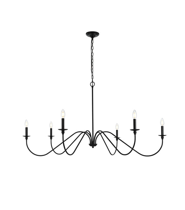 Elegant Lighting - LD5056D54MB - Six Light Chandelier - Rohan - Matte Black