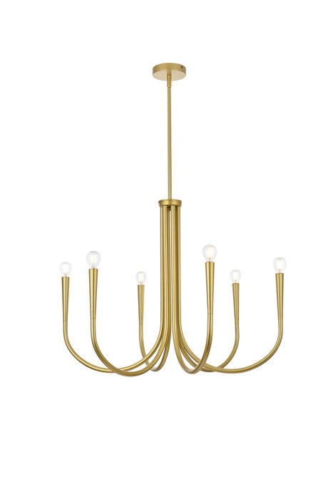 Elegant Lighting - LD722D30BR - Six Light Chandelier - Layne - Brass