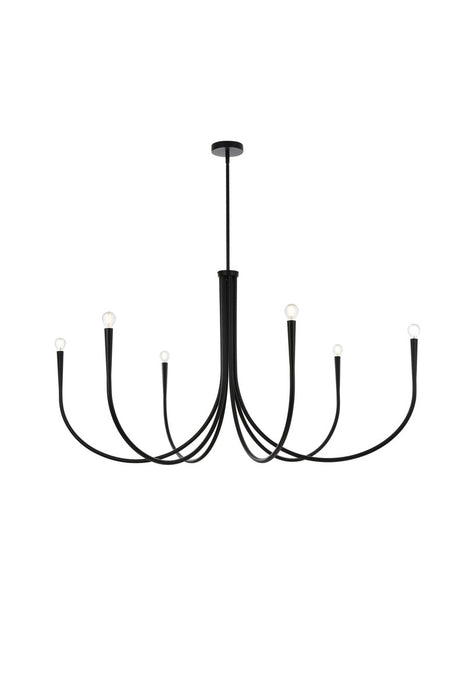 Elegant Lighting - LD722D50BK - Six Light Chandelier - Layne - Black