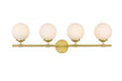 Elegant Lighting - LD7301W33BRA - Four Light Bath Sconce - Ansley - Brass And Frosted White