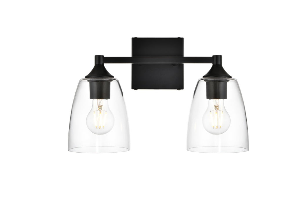 Elegant Lighting - LD7307W15BLK - Two Light Bath Sconce - Gianni - Black And Clear