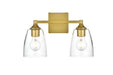 Elegant Lighting - LD7307W15BRA - Two Light Bath Sconce - Gianni - Brass And Clear