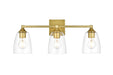 Elegant Lighting - LD7307W24BRA - Three Light Bath Sconce - Gianni - Brass And Clear