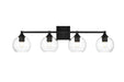 Elegant Lighting - LD7308W33BLK - Four Light Bath Sconce - Foster - Black And Clear