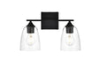 Elegant Lighting - LD7309W15BLK - Two Light Bath Sconce - Harris - Black And Clear