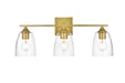 Elegant Lighting - LD7309W24BRA - Three Light Bath Sconce - Harris - Brass And Clear