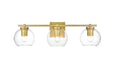 Elegant Lighting - LD7311W24BRA - Three Light Bath Sconce - Juelz - Brass And Clear