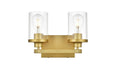 Elegant Lighting - LD7316W12BRA - Two Light Bath Sconce - Saanvi - Brass And Clear
