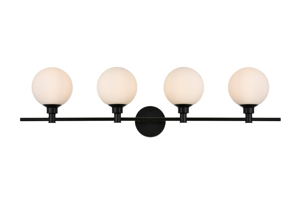 Elegant Lighting - LD7317W38BLK - Four Light Bath Sconce - Cordelia - Black And Frosted White