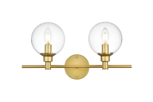 Elegant Lighting - LD7318W19BRA - Two Light Bath Sconce - Jaelynn - Brass And Clear