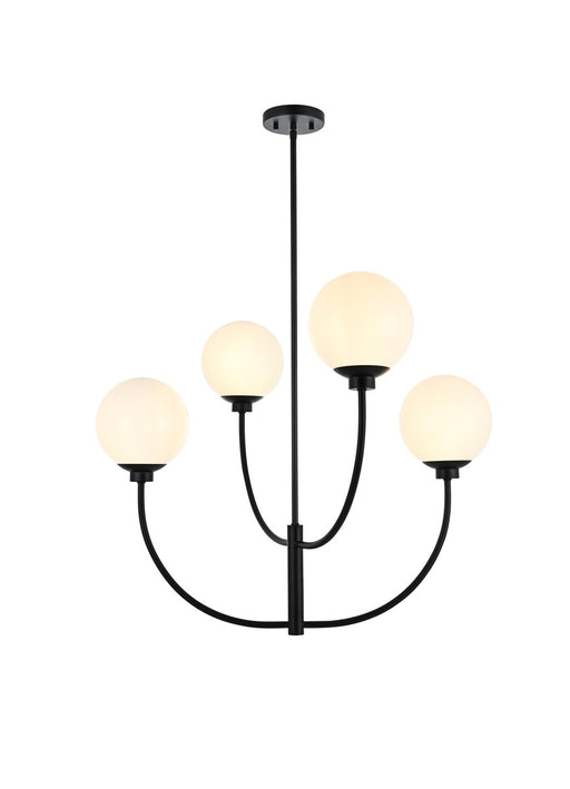 Elegant Lighting - LD814D30BK - Four Light Chandelier - Nyomi - Black